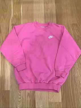 Nike Hot Pink Pullover Sweatshirt with White Swoosh